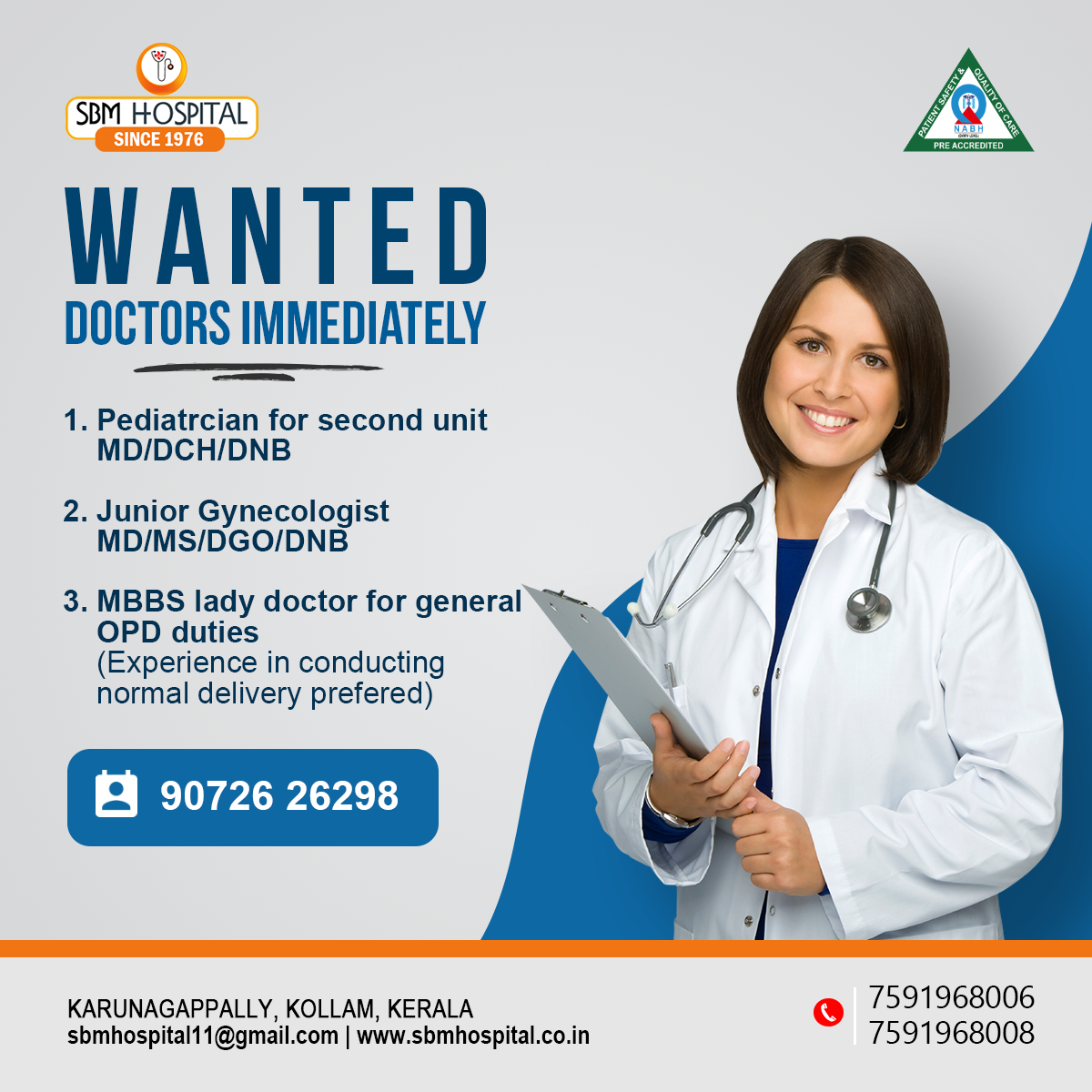Wanted Doctors immediately
